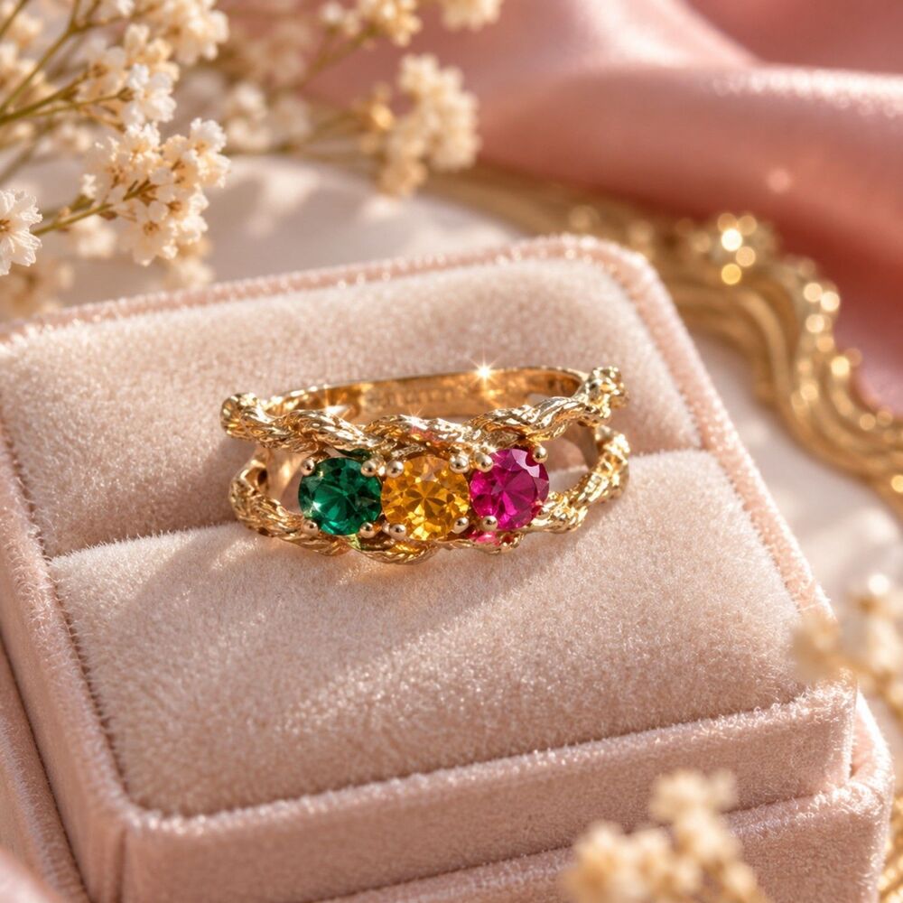 Vintage Gold Tone Multicolor Rhinestone Filigree Ring SAMPLE Stamped Size 7